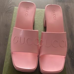 Rubber GUCCI Logo Platform Sandals